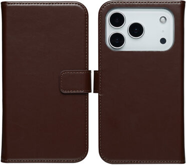 Selencia Echt Leren Bookcase voor de Apple iPhone 17 Pro - Bruin