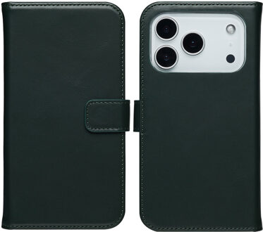 Selencia Echt Leren Bookcase voor de Apple iPhone 17 Pro - Groen