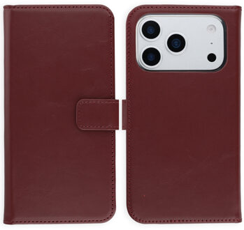 Selencia Echt Leren Bookcase voor de Apple iPhone 17 Pro Max - Burgundy Donkerrood