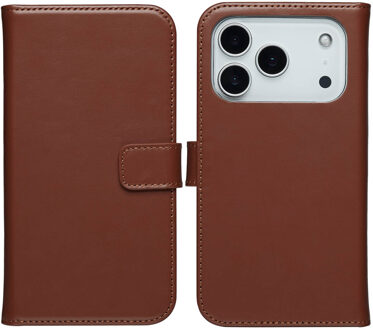 Selencia Echt Leren Bookcase voor de Apple iPhone 17 Pro Max - Lichtbruin