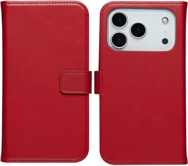 Selencia Echt Leren Bookcase voor de Apple iPhone 17 Pro Max - Rood