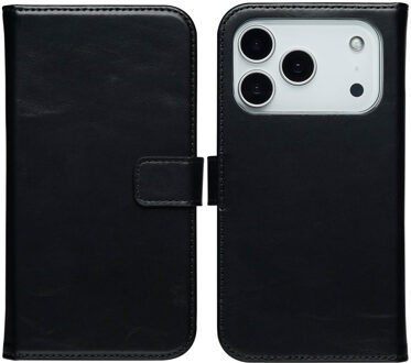 Selencia Echt Leren Bookcase voor de Apple iPhone 17 Pro Max - Zwart