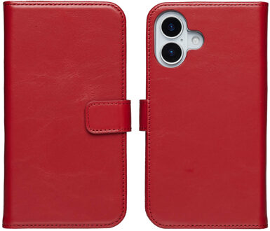Selencia Echt Leren Bookcase voor de Apple iPhone 17 - Rood