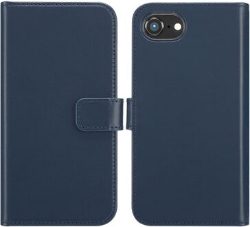 Selencia Echt Leren Bookcase voor de Apple iPhone 17e / 16e - Blauw