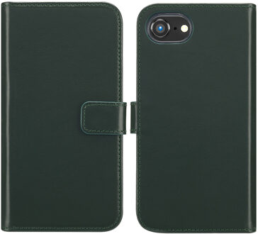 Selencia Echt Leren Bookcase voor de Apple iPhone 17e / 16e - Groen