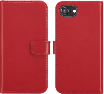 Selencia Echt Leren Bookcase voor de Apple iPhone 17e / 16e - Rood