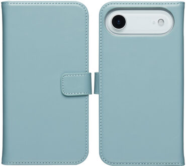 Selencia Echt Leren Bookcase voor de Apple iPhone Air - Air Blue Lichtblauw