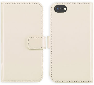 Selencia Echt Leren Bookcase voor de Apple iPhone SE (2022 / 2020) / 8 / 7 - Greige Beige