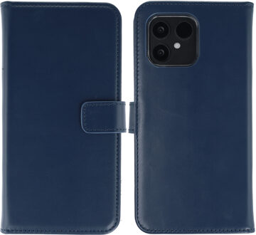 Selencia Echt Leren Bookcase voor de Fairphone 6 - Donkerblauw