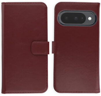 Selencia Echt Leren Bookcase voor de Google Pixel 10 / 10 Pro - Burgundy Donkerrood