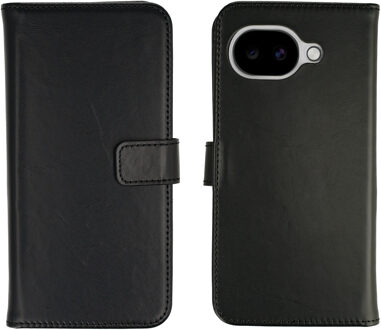 Selencia Echt Leren Bookcase voor de Google Pixel 10a - Zwart