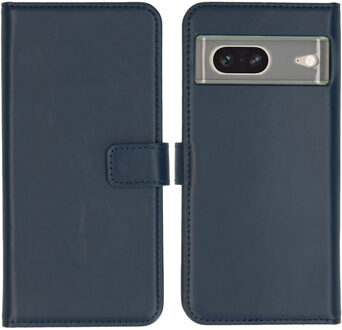 Selencia Echt Leren Bookcase voor de Google Pixel 7 - Blauw