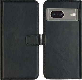 Selencia Echt Leren Bookcase voor de Google Pixel 7 - Zwart