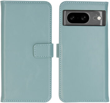 Selencia Echt Leren Bookcase voor de Google Pixel 8 - Air Blue Lichtblauw