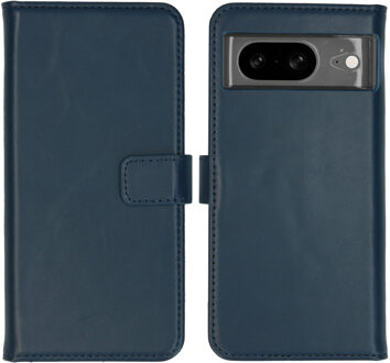 Selencia Echt Leren Bookcase voor de Google Pixel 8 - Blauw