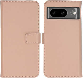 Selencia Echt Leren Bookcase voor de Google Pixel 8 - Dusty Pink Lichtroze