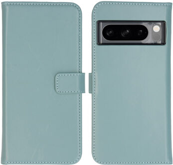 Selencia Echt Leren Bookcase voor de Google Pixel 8 Pro - Air Blue Lichtblauw