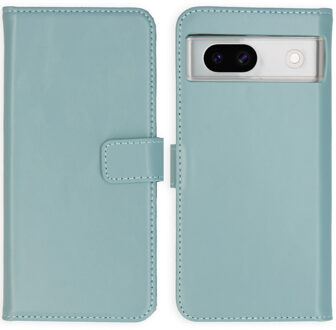 Selencia Echt Leren Bookcase voor de Google Pixel 8a - Air Blue Lichtblauw