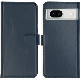Selencia Echt Leren Bookcase voor de Google Pixel 8a - Blauw