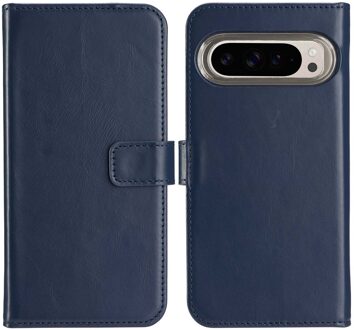 Selencia Echt Leren Bookcase voor de Google Pixel 9 / 9 Pro - Blauw