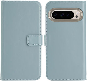 Selencia Echt Leren Bookcase voor de Google Pixel 9 / 9 Pro - Lichtblauw