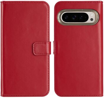 Selencia Echt Leren Bookcase voor de Google Pixel 9 / 9 Pro - Rood