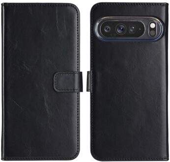 Selencia Echt Leren Bookcase voor de Google Pixel 9 Pro XL - Zwart