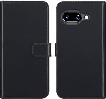 Selencia Echt Leren Bookcase voor de Google Pixel 9A - Zwart