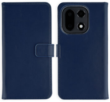 Selencia Echt Leren Bookcase voor de OnePlus 15 - Donkerblauw