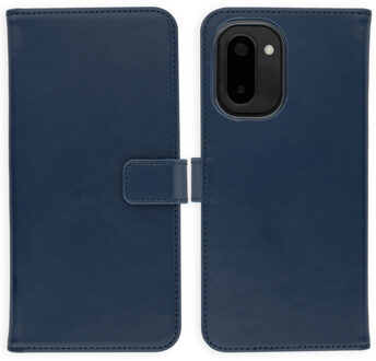 Selencia Echt Leren Bookcase voor de OnePlus 15R - Donkerblauw