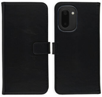 Selencia Echt Leren Bookcase voor de OnePlus 15R - Zwart