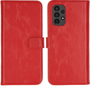 Selencia Echt Leren Bookcase voor de Samsung Galaxy A13 (4G) - Rood