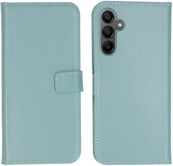 Selencia Echt Leren Bookcase voor de Samsung Galaxy A15 (5G/4G) - Air Blue Lichtblauw