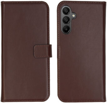 Selencia Echt Leren Bookcase voor de Samsung Galaxy A15 (5G/4G) - Donkerbruin