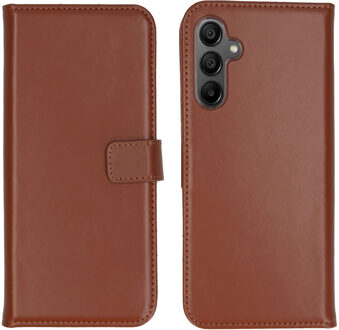 Selencia Echt Leren Bookcase voor de Samsung Galaxy A15 (5G/4G) - Lichtbruin