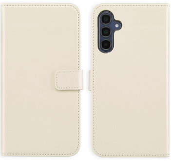 Selencia Echt Leren Bookcase voor de Samsung Galaxy A15 (5G) - Greige Beige