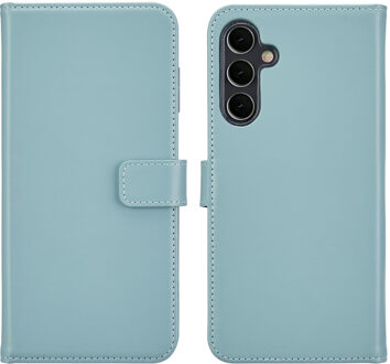 Selencia Echt Leren Bookcase voor de Samsung Galaxy A16 - Air Blue Lichtblauw