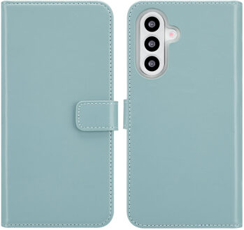 Selencia Echt Leren Bookcase voor de Samsung Galaxy A26 - Air Blue Lichtblauw