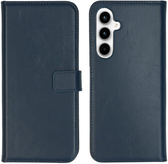 Selencia Echt Leren Bookcase voor de Samsung Galaxy A35 - Donkerblauw