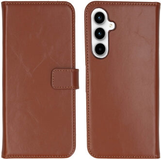Selencia Echt Leren Bookcase voor de Samsung Galaxy A35 - Lichtbruin