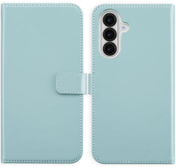 Selencia Echt Leren Bookcase voor de Samsung Galaxy A36 / A56 - Air Blue Lichtblauw