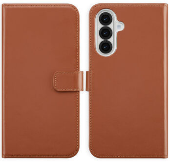 Selencia Echt Leren Bookcase voor de Samsung Galaxy A36 / A56 - Lichtbruin