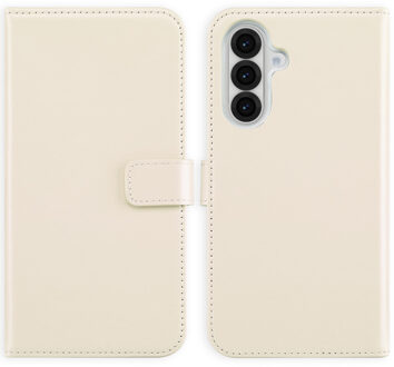 Selencia Echt Leren Bookcase voor de Samsung Galaxy A36 - Greige Beige