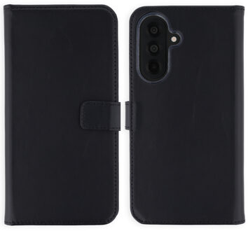 Selencia Echt Leren Bookcase voor de Samsung Galaxy A37 (5G) - Zwart