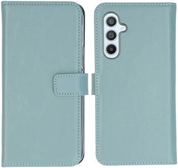Selencia Echt Leren Bookcase voor de Samsung Galaxy A54 (5G) - Air Blue Lichtblauw