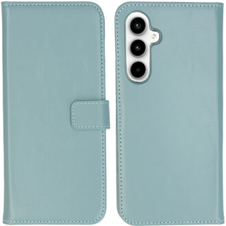 Selencia Echt Leren Bookcase voor de Samsung Galaxy A55 - Air Blue Lichtblauw