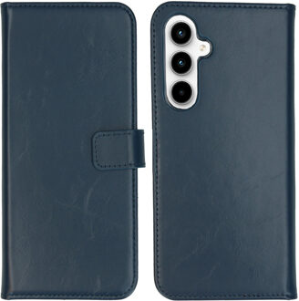 Selencia Echt Leren Bookcase voor de Samsung Galaxy A55 - Donkerblauw