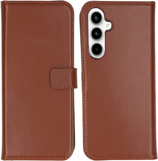 Selencia Echt Leren Bookcase voor de Samsung Galaxy A55 - Lichtbruin