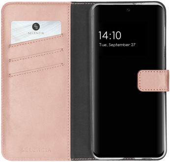 Selencia Echt Leren Bookcase voor de Samsung Galaxy S21 FE - Roze