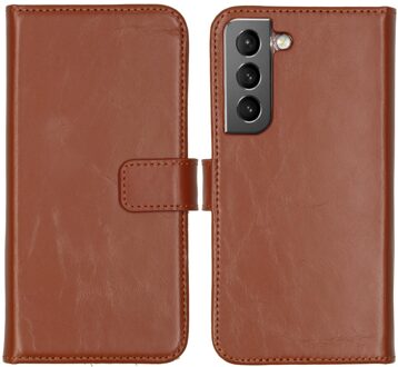 Selencia Echt Leren Bookcase voor de Samsung Galaxy S22 - Lichtbruin
